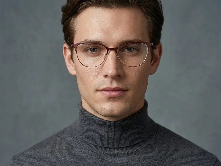Semi-rimless Brown Metal Glasses #BS2425-1619