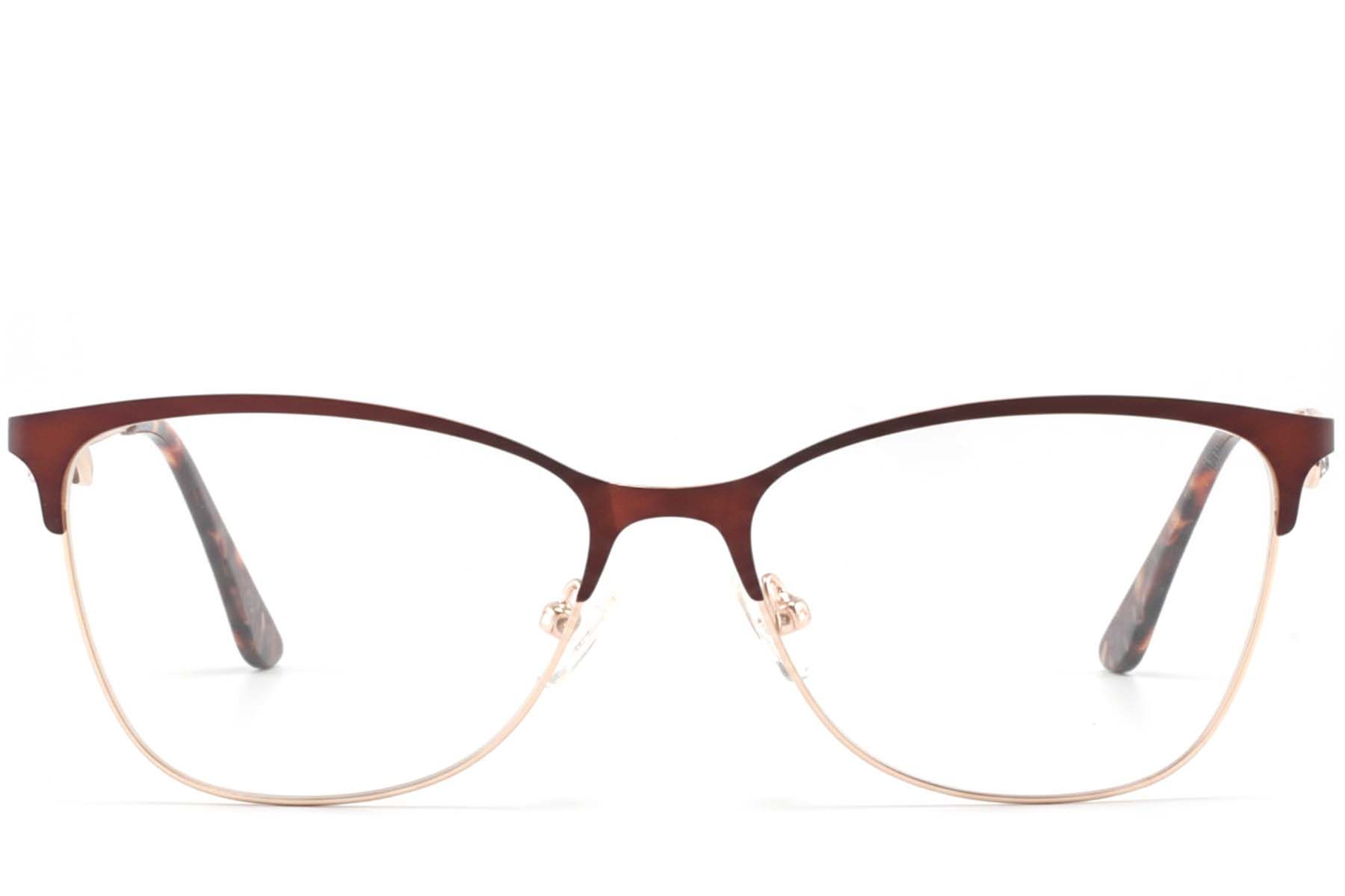 Semi-rimless Brown Metal Glasses #BS2425-1619