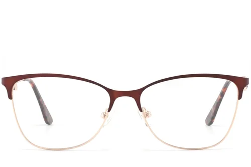 Lunettes semi-cerclées en métal marron #BS2425-1619