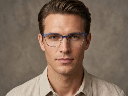 Lunettes semi-cerclées en métal bleu #BS2425-1620
