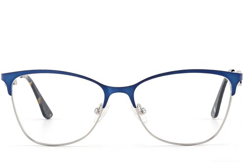 Lunettes semi-cerclées en métal bleu #BS2425-1620