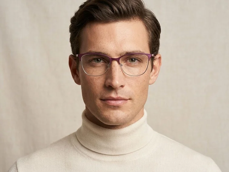 Semi-rimless Purple Metal Glasses #BS2425-1621