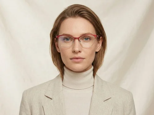 Lunettes semi-cerclées en métal rouge #BS2425-1622