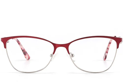 Lunettes semi-cerclées en métal rouge #BS2425-1622