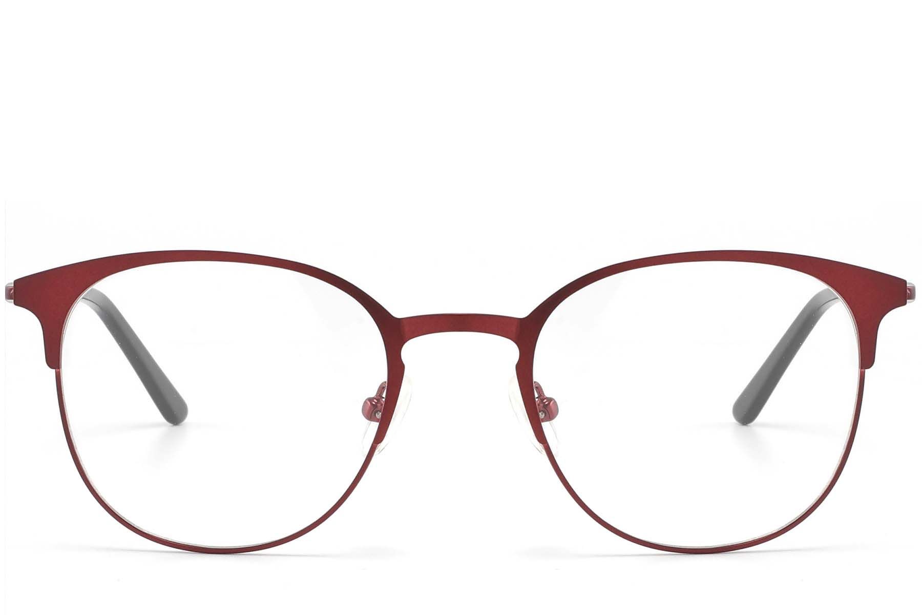 Semi-rimless Red Metal Glasses #BS2425-1625