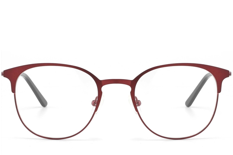 Semi-rimless Red Metal Glasses #BS2425-1625