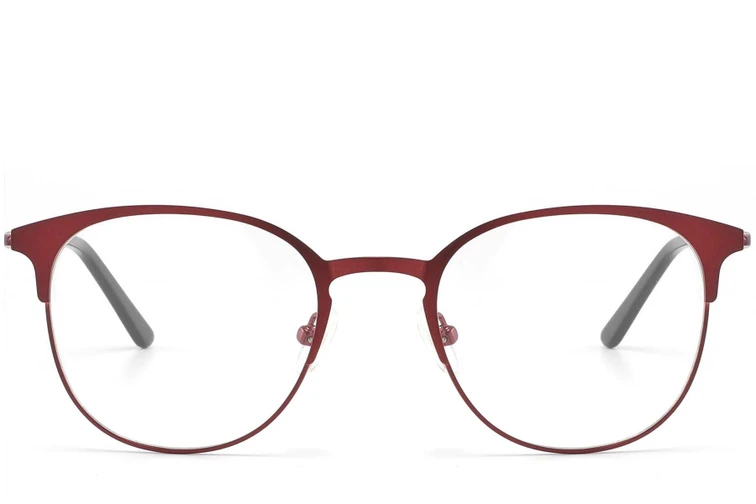 Semi-rimless Red Metal Glasses #BS2425-1625