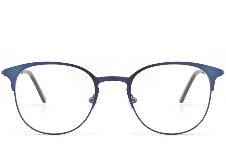 Semi-rimless Blue Metal Glasses #BS2425-1626