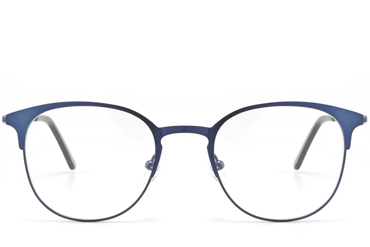 Semi-rimless Blue Metal Glasses #BS2425-1626