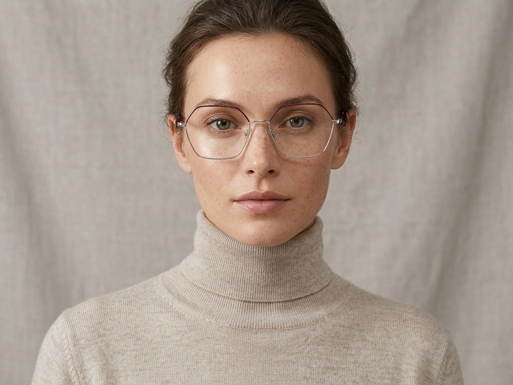 Gafas geométricas de metal plateado #BS2425-1628
