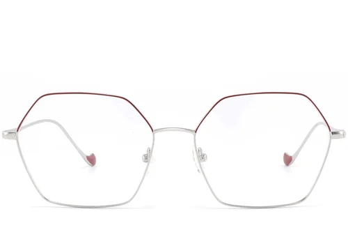 Lunettes géométriques en métal argenté #BS2425-1628