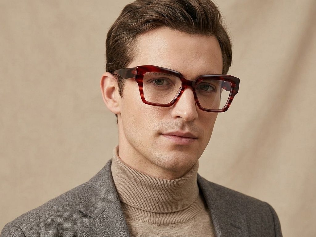 Rectangular Red Acetate Glasses #BS2425-1639