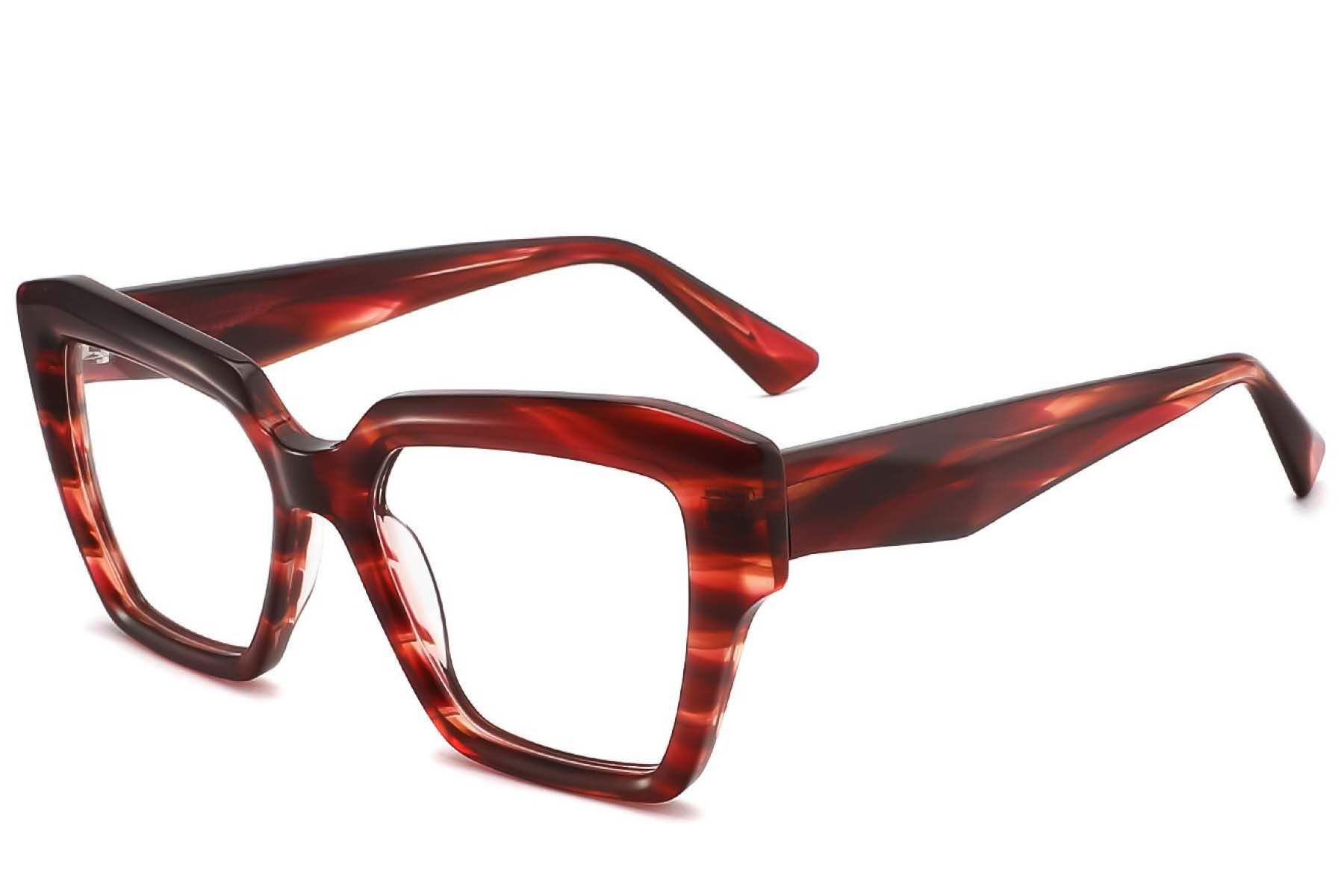 Rectangular Red Acetate Glasses #BS2425-1639