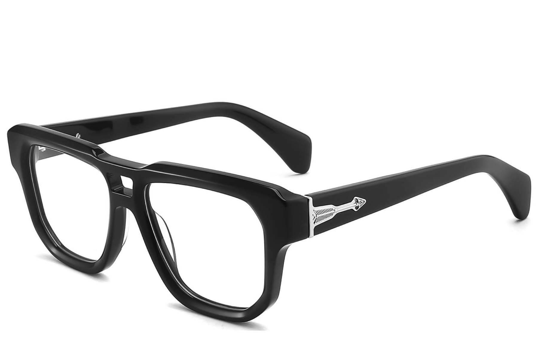 Gafas de aviador de acetato negro #BS2425-1641