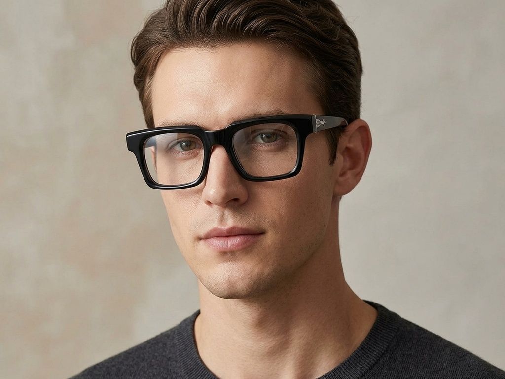 Rectangular Black Acetate Glasses #BS2425-1645
