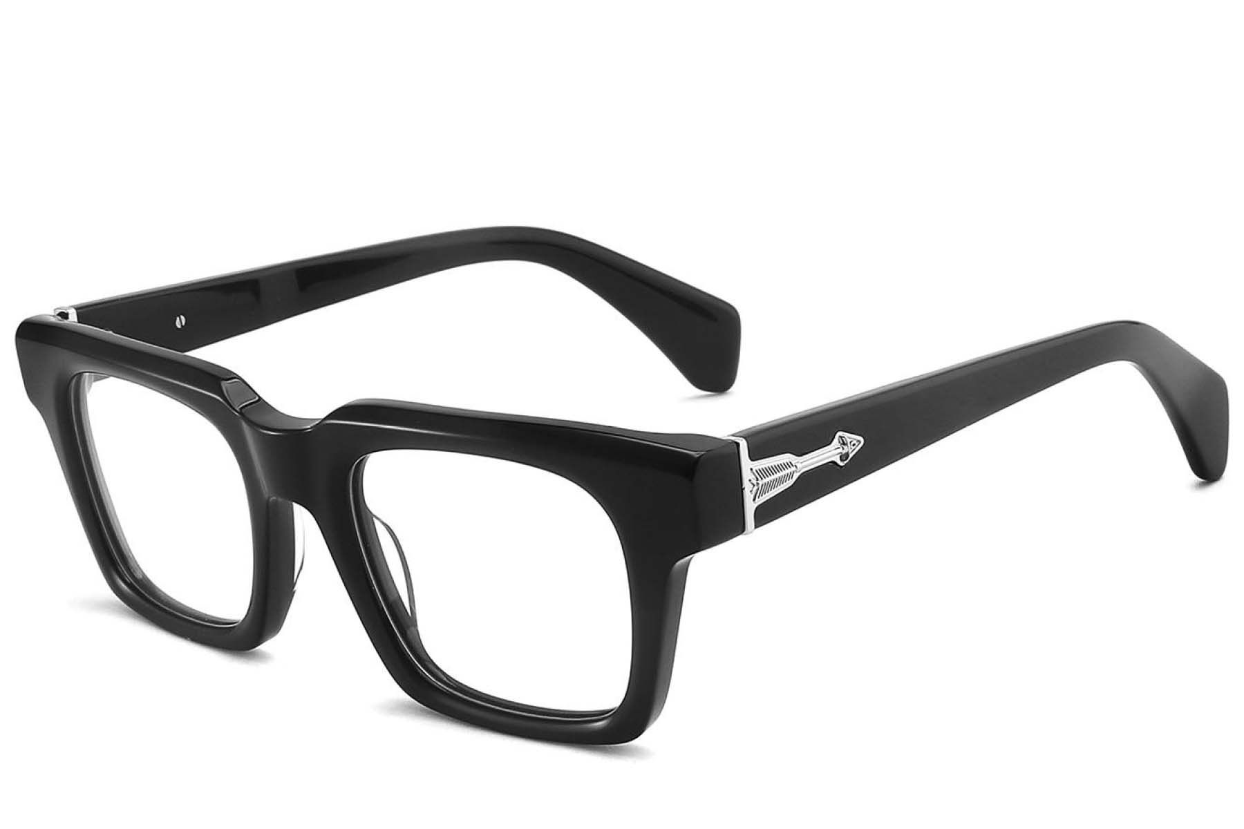 Rectangular Black Acetate Glasses #BS2425-1645