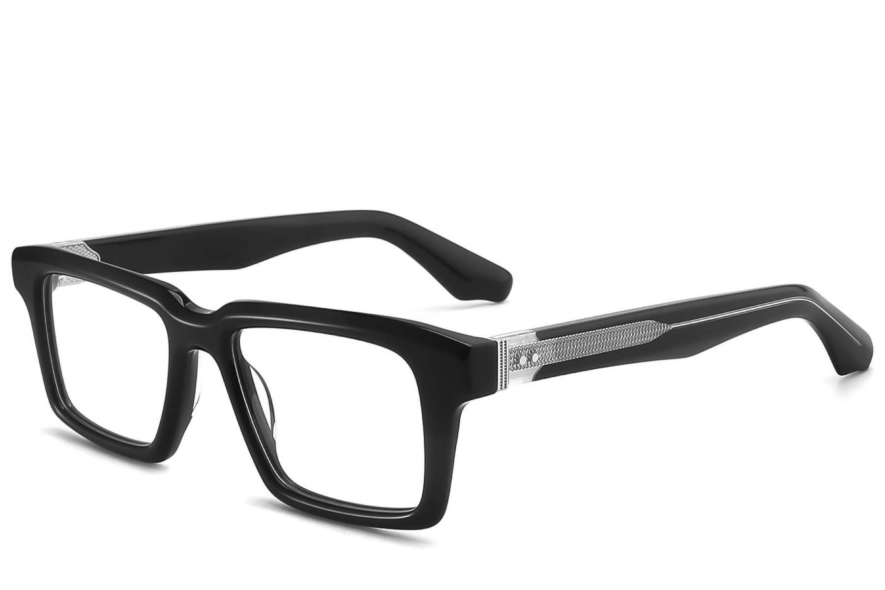 Rectangular Black Acetate Glasses #BS2425-1649