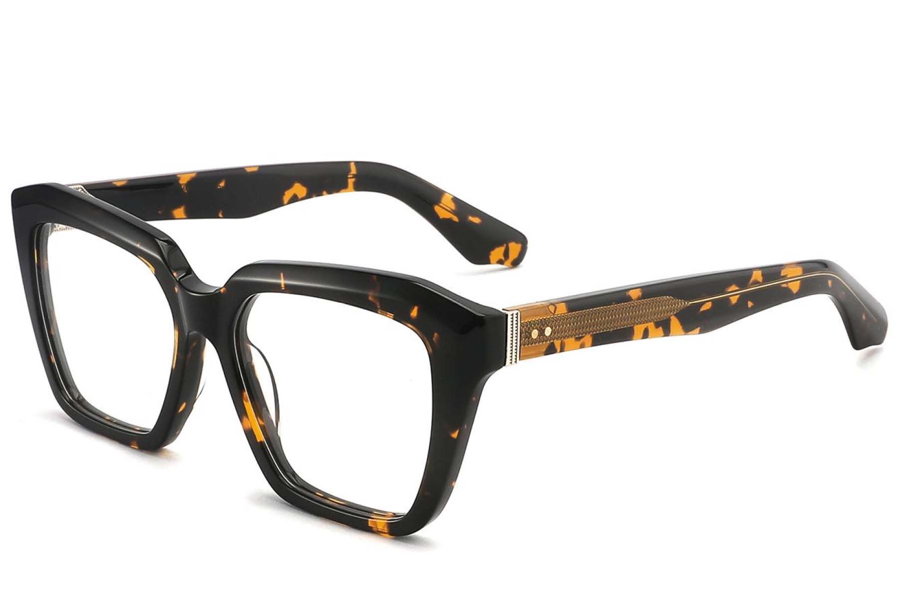 Rectangular Tortoiseshell Acetate Glasses #BS2425-1654