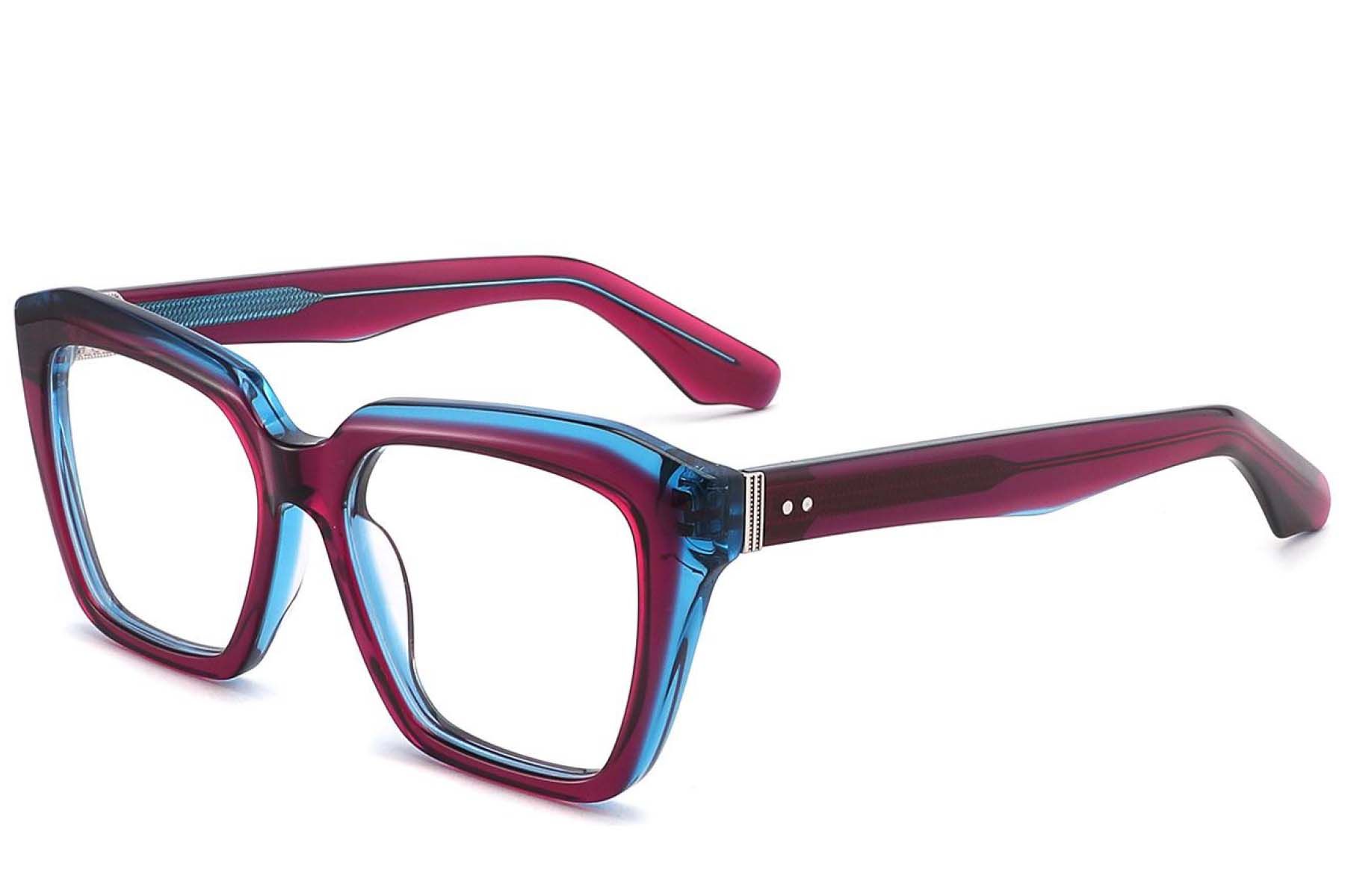 Rectangular Red Acetate Glasses #BS2425-1656