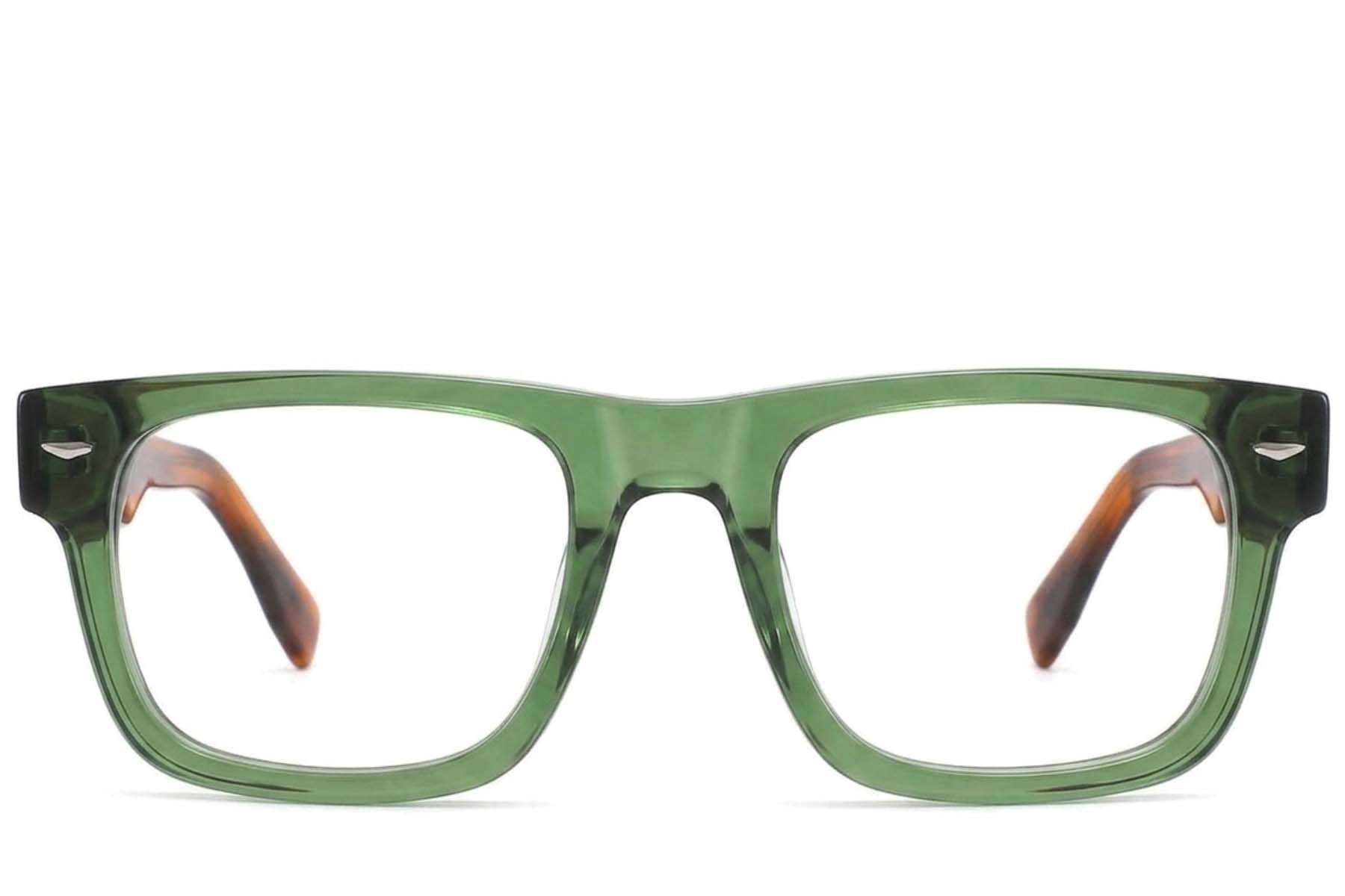 Rectangular Green Acetate Glasses #BS2425-1659