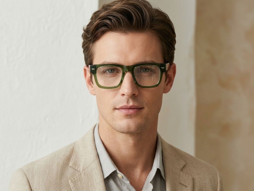 Rectangular Green Acetate Glasses #BS2425-1659