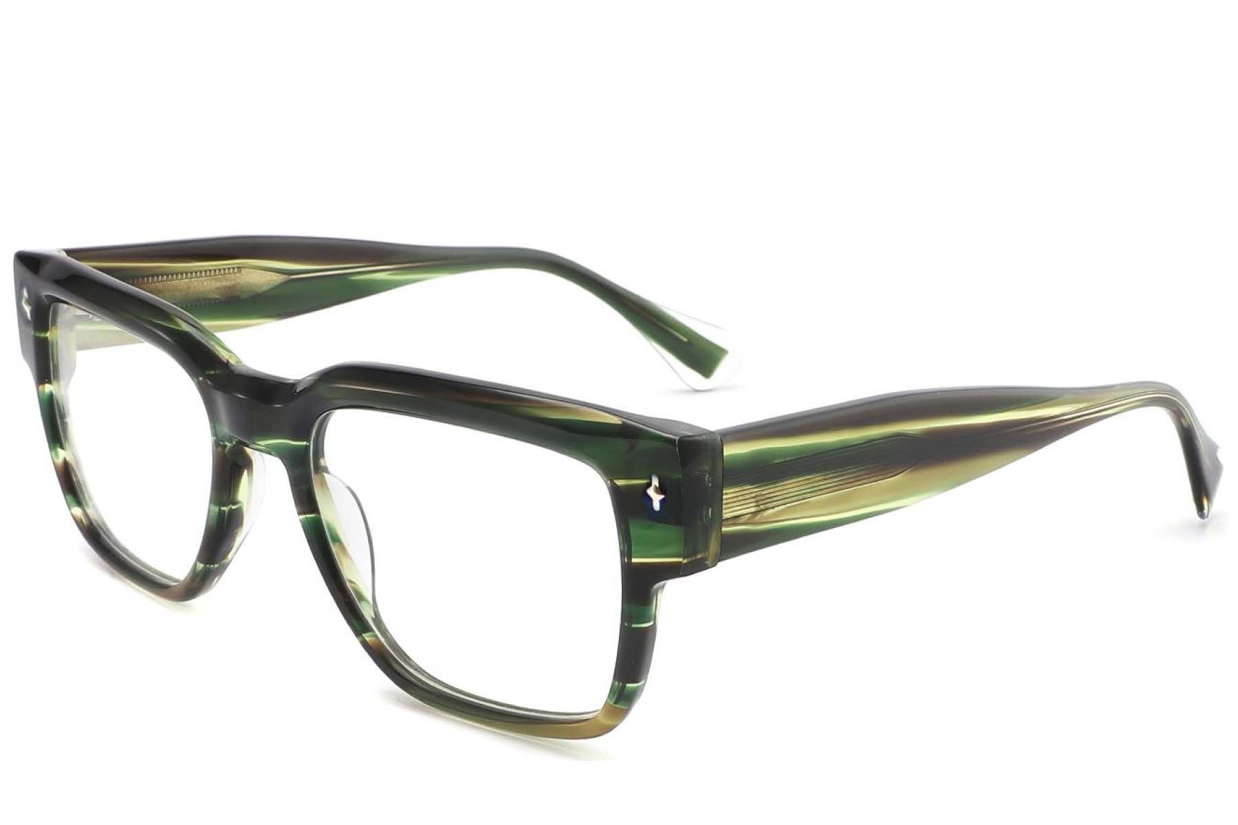 Rectangular Green Acetate Glasses #BS2425-1671