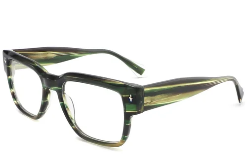 Rectangular Green Acetate Glasses #BS2425-1671