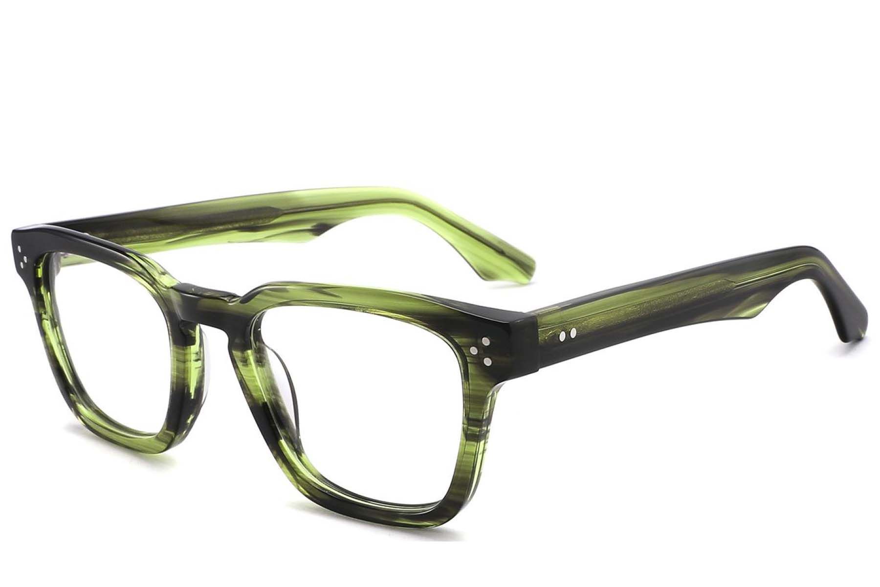 Rectangular Green Acetate Glasses #BS2425-1676