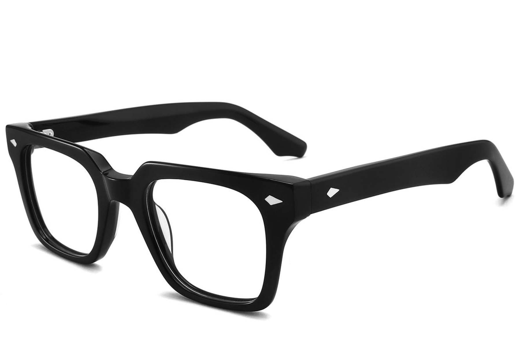 Rectangular Black Acetate Glasses #BS2425-1677