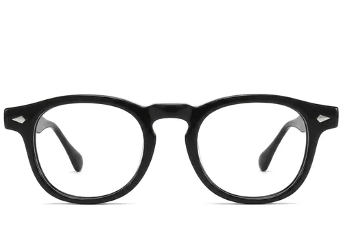 Lunettes ovales en acétate noir #BS2425-1680
