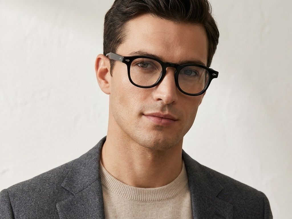 Oval Black Acetate Glasses #BS2425-1680