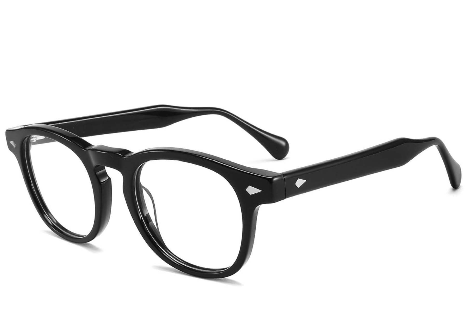 Oval Black Acetate Glasses #BS2425-1680