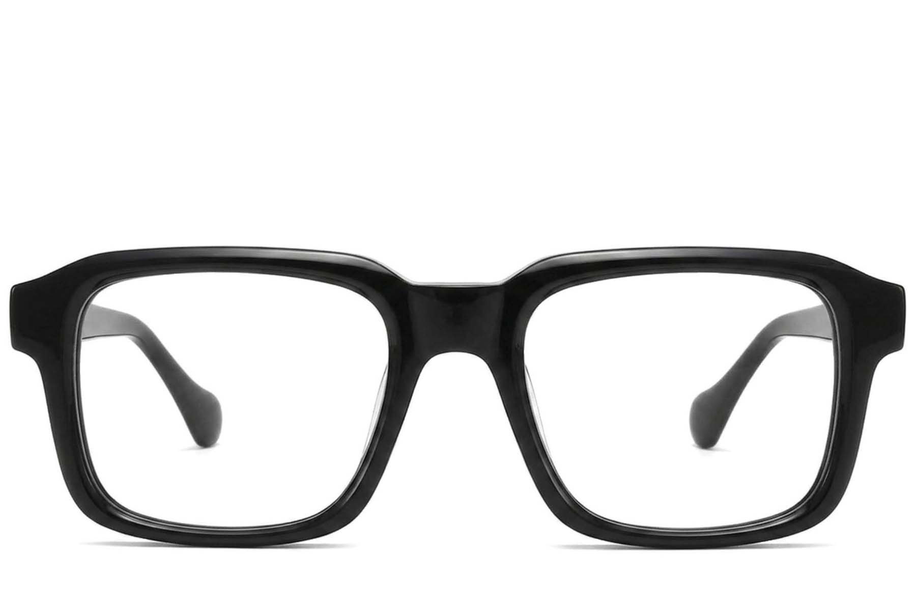 Rechteckige schwarze Acetatbrille #BS2425-1682