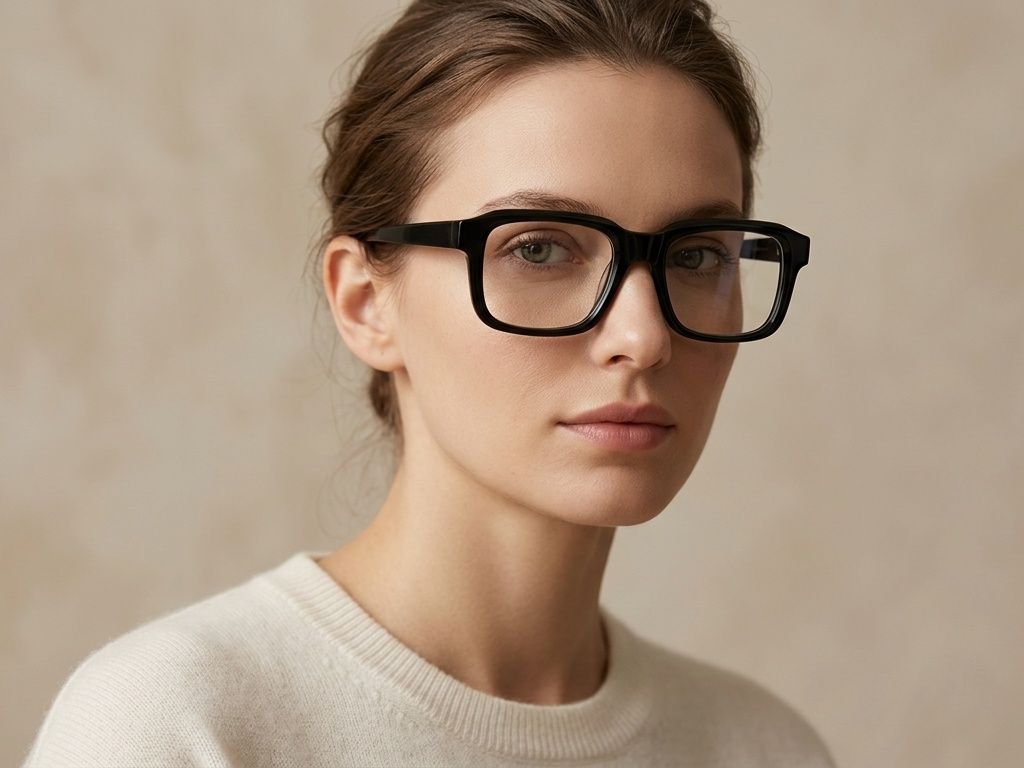 Rechteckige schwarze Acetatbrille #BS2425-1682