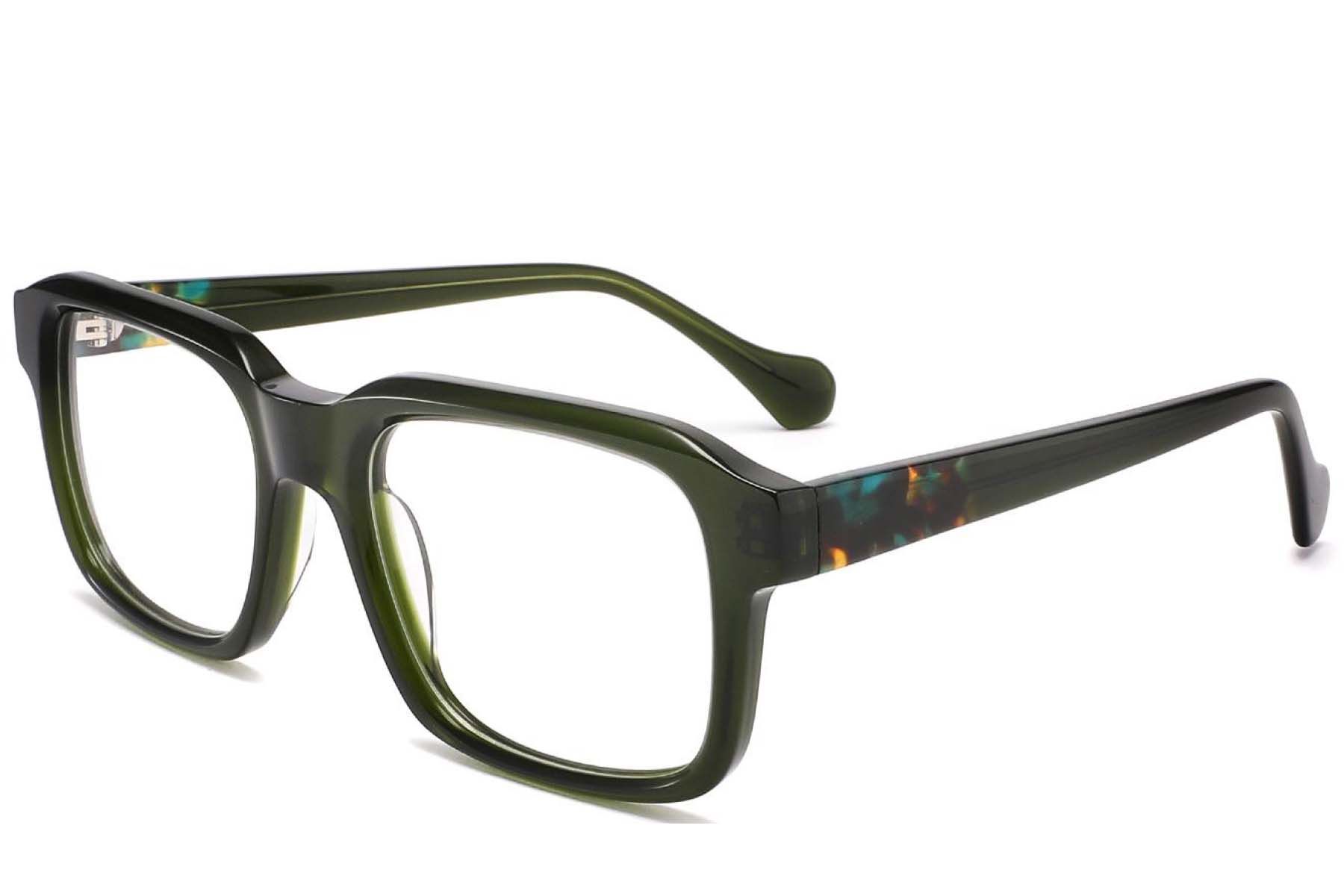 Rectangular Green Acetate Glasses #BS2425-1686
