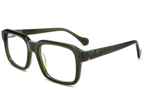 Rectangular Green Acetate Glasses #BS2425-1686