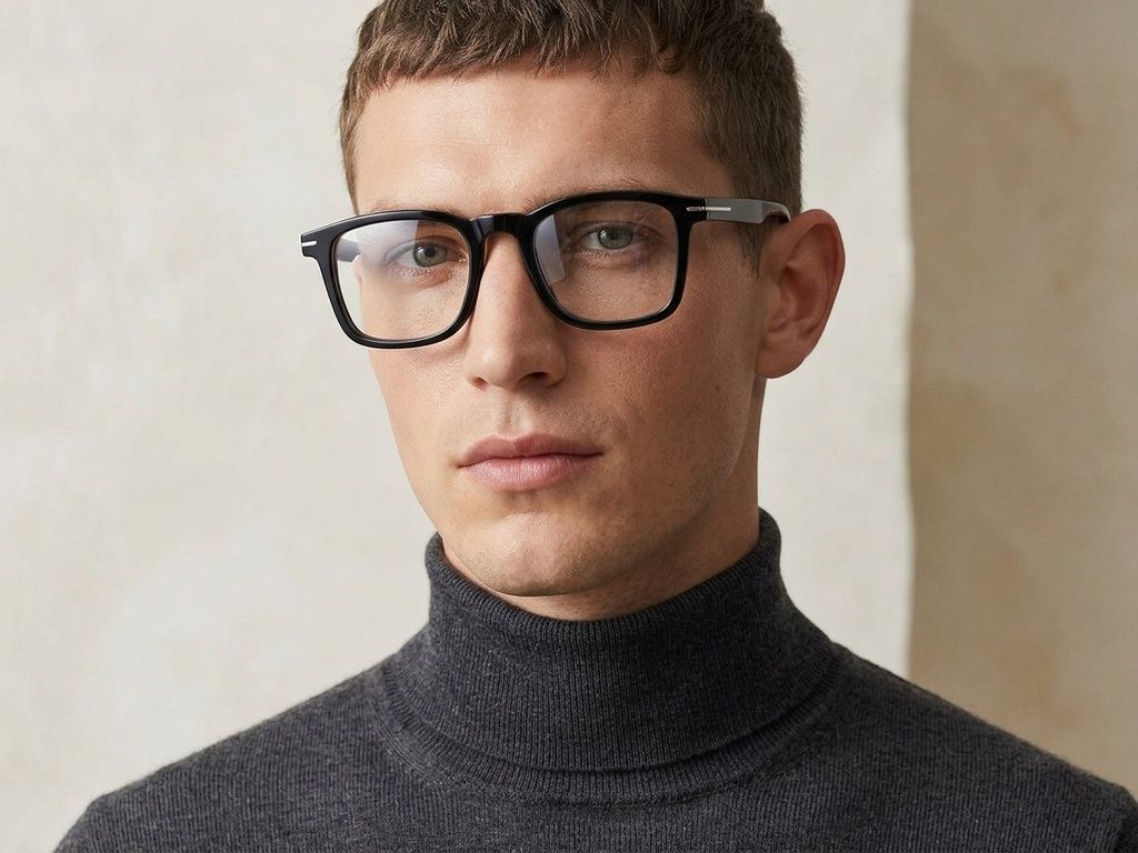 Rectangular Black Acetate Glasses #BS2425-1702