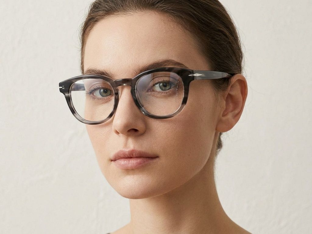 Lunettes ovales en acétate gris #BS2425-1707