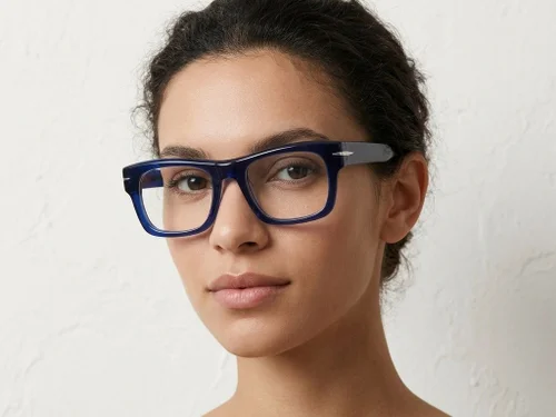 Lunettes rectangulaires en acétate bleu #BS2425-1713
