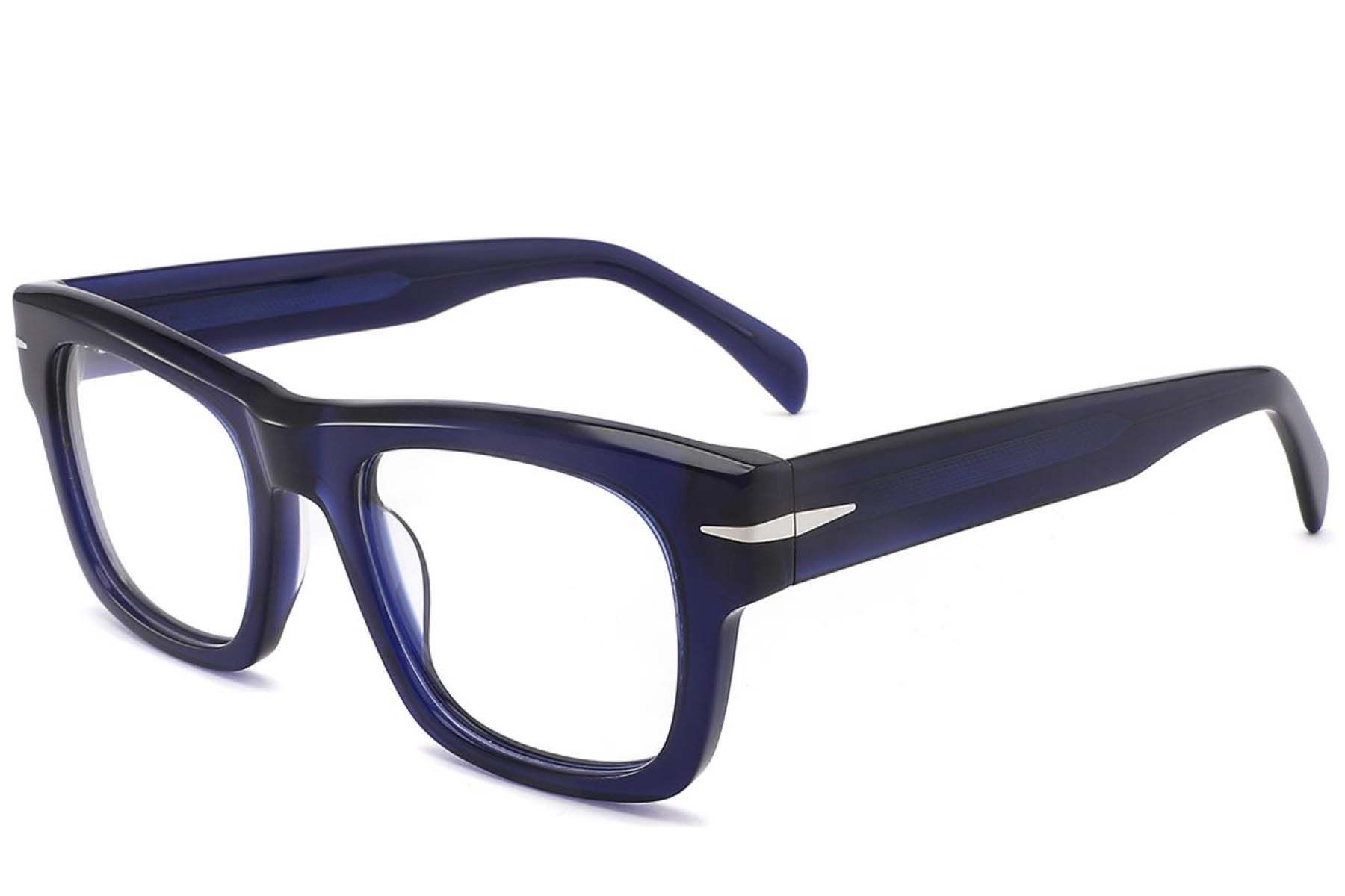 Rechteckige blaue Acetatgläser #BS2425-1713