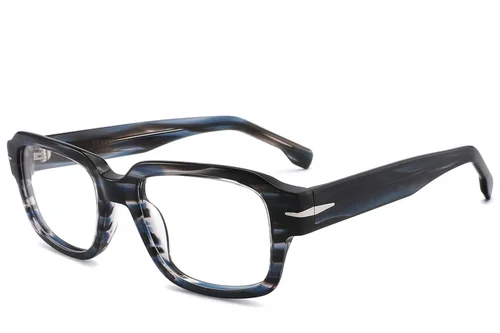 Lunettes rectangulaires en acétate bleu #BS2425-1721