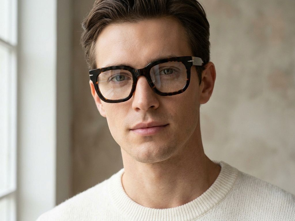 Rectangular Tortoiseshell Acetate Glasses #BS2425-1727