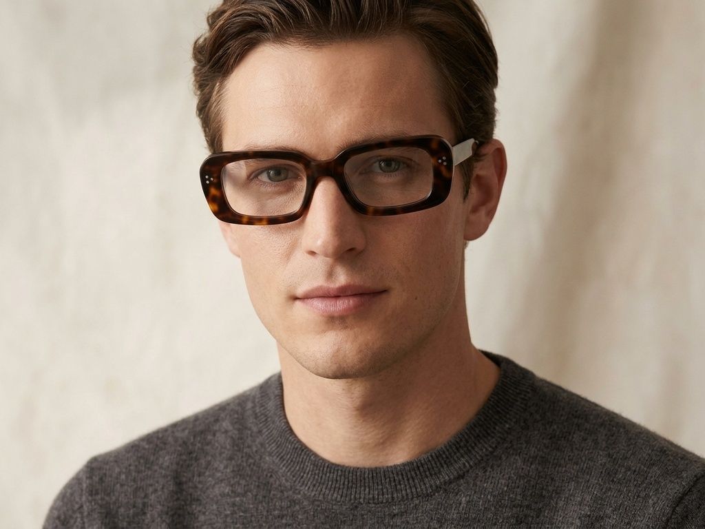 Rectangular Tortoiseshell Acetate Glasses #BS2425-1731