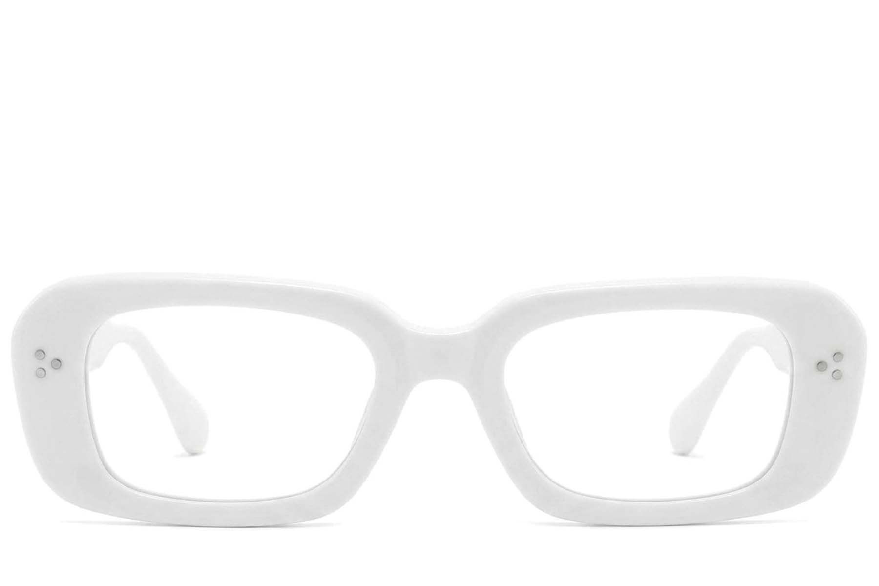 Rectangular White Acetate Glasses #BS2425-1732