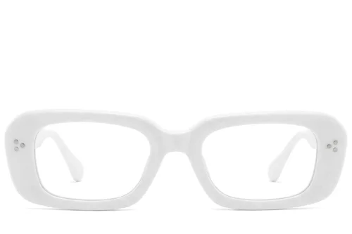 Verres rectangulaires en acétate blanc #BS2425-1732