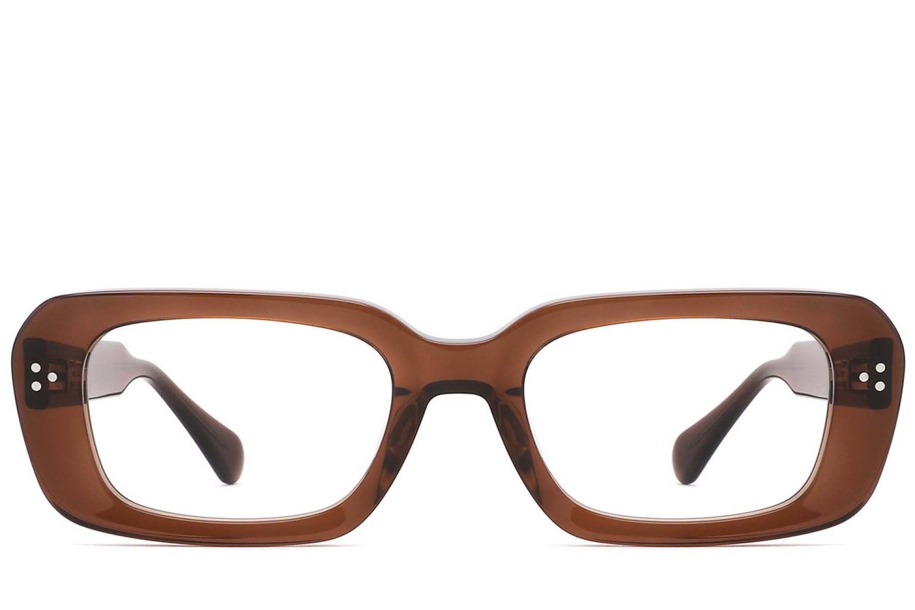 Rectangular Brown Acetate Glasses #BS2425-1733