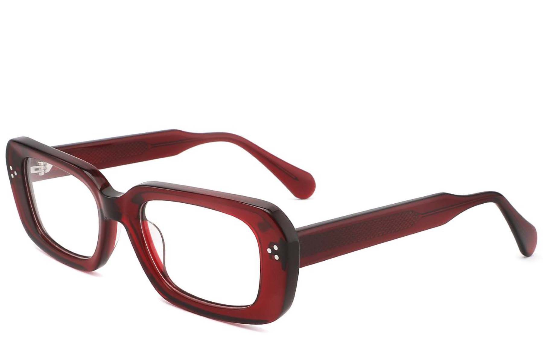 Rectangular Red Acetate Glasses #BS2425-1734