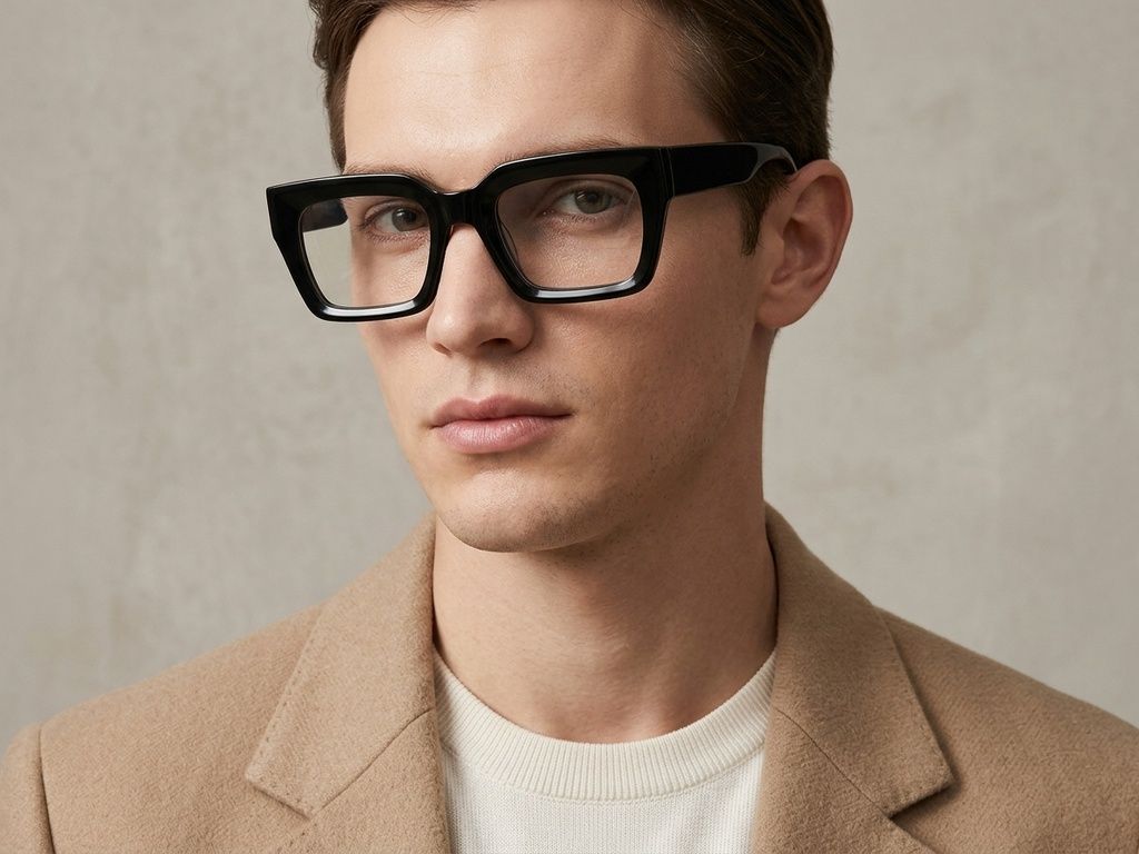 Rectangular Black Acetate Glasses #BS2425-1735