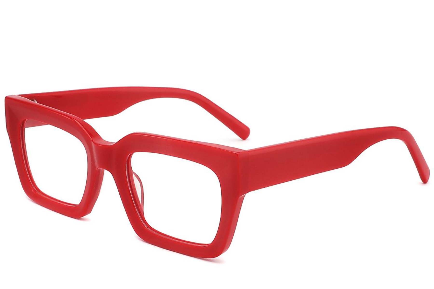 Rectangular Red Acetate Glasses #BS2425-1738