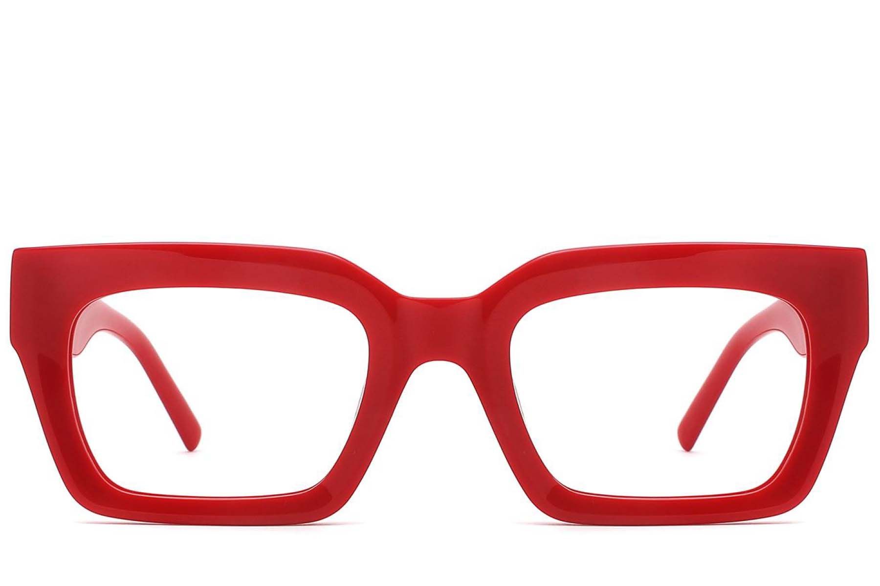 Rectangular Red Acetate Glasses #BS2425-1738